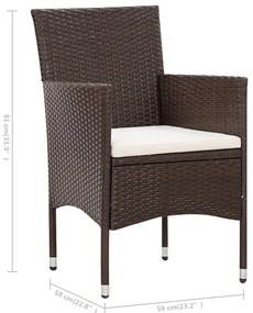 4 pcs conjunto lounge jardim c/ almofadões vime PE castanho