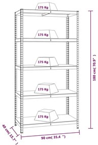 Estantes 5 prateleiras 4 pcs derivados de madeira/aço antracite