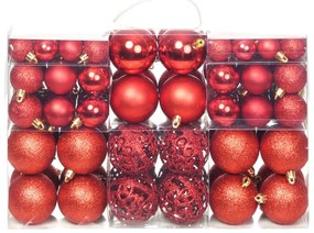 Conjunto de bolas de natal 100 pcs 3/4/6 cm vermelho
