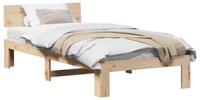 vidaXL Estrutura da Cama com cabeceira Natural 90 x 200 cm