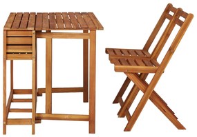 Mesa de plantio para jardim c/ 2 cadeiras bistrô acácia maciça