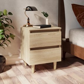805857 vidaXL Mesa de cabeceira c/ pernas de pinho 40x35x50cm carvalho sonoma