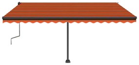 Toldo retrátil manual independente 450x350cm laranja e castanho