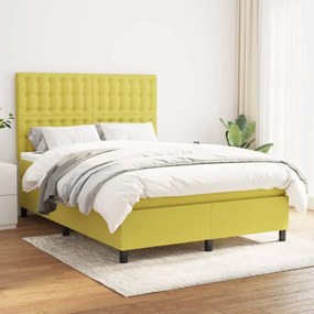 vidaXL Cama com molas/colchão 140x190 cm tecido verde