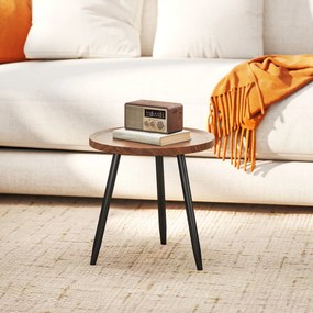 Mesa de centro redonda para sala de estar Ø 40 x 39 cm, mesa auxiliar moderna com estrutura em aço, para sala de estar, quarto madeira de cor nogueira