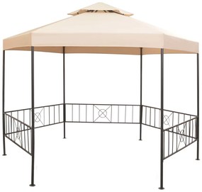 Tenda/gazebo de jardim hexagonal 323x265 cm bege