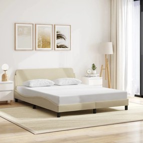 Estrutura de cama sem colchão 160x200 cm tecido cor creme