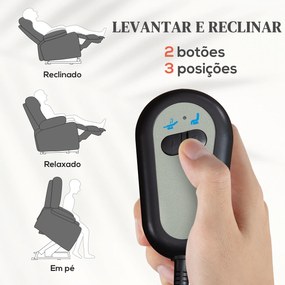 Poltrona Reclinável Elétrica Levanta Pessoas com Massagem Vibratória e Aquecimento  98x96x105 cm Creme