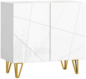 HOMCOM Aparador Branco com 2 Portas e Prateleiras Ajustáveis para Cozinha Sala de Estar Sala de Jantar 80x40x75 cm | Aosom Portugal