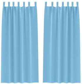 Cortinas com cortinas 2 pcs Azul claro 260 x 140 cm Poliéster
