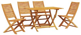 Conjunto de Jantar de Jardim Manual 5 pcs Madeira Natural Médio