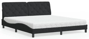 vidaXL Cama com colchão 180x200 cm veludo preto