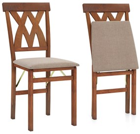 Conjunto de 2 cadeiras de cozinha dobrável com assento almofadado castanha