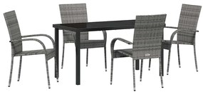 Conjunto de Jantar para Jardim 5 pcs Cinzento 4 Lugares