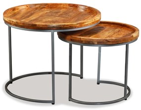 Mesa de apoio 2 pcs madeira de mangueira maciça