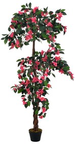 vidaXL Planta rododendro artificial com vaso 165 cm rosa