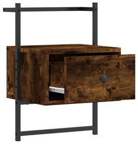 Mesa cabeceira parede 35x30x51cm deriv. madeira carvalho fumado
