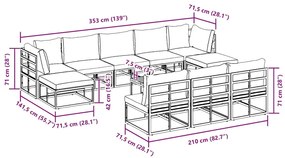 Conjunto de Sofá de Jardim 11 pcs Preto 70 x 70 x 32 cm