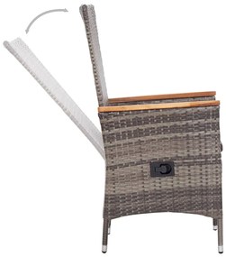 3 pcs conjunto de jantar para jardim cinzento