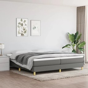 Estrutura de cama com molas 200x200 cm tecido cinzento-escuro