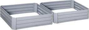 Outsunny Conjunto 2 Canteiros Quadrados em Aço Ondulado 100x100x30 cm Cinza | Aosom Portugal