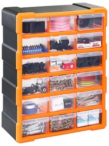 Organizador com 36 compartimentos para pequenas peças 47,5 x 38 x 16 cm Laranja + Cinzento