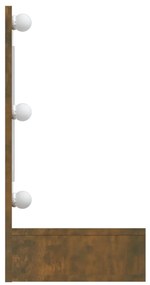 Armário espelhado com LED 90x31,5x62 cm carvalho fumado