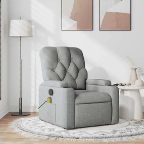 Poltrona de massagens reclinável tecido cinzento-claro