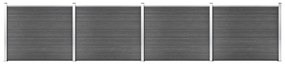 Conjunto painel de cerca 699x146 cm WPC preto