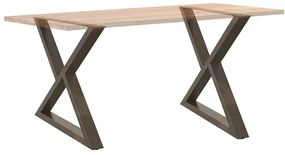 Mesa de jantar pernas 2 pcs 90x(72-73,3) cm aço natural