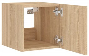 Móveis de parede para TV com luzes LED 2 pcs carvalho sonoma