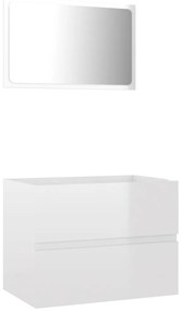 2 pcs conj. móveis casa de banho contraplacado branco brilhante