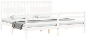 Estrutura de cama com cabeceira 200x200cm madeira maciça branco