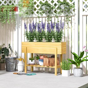 Floreira com pés 100 x 30 x 70,5 cm com 2 orifícios de drenagem, em madeira  natural
