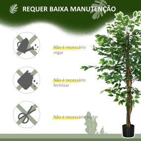 Planta Figueira Artificial com Tronco Realista 150 cm  Vaso e 882 Folhas Decoração para Casa Verde