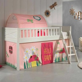 Conjunto cama alta Infantil SCOTT + cortina de brincar SPRING + Túnel Branca