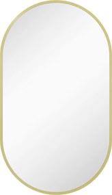 Espelho Casa de Banho Oval 40x3x70 cm Espelho Decorativo de Parede com Estrutura de Liga de Alumínio Horizontal ou Vertical Dourado