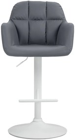 Banco de bar Natoma em couro sintético com estrutura branca 97-118 x 57 x 59 cm Cinzento