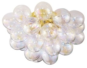 Candeeiro de Teto Design Latão com Vidro Arco-Íris 6 Luzes - Uvas