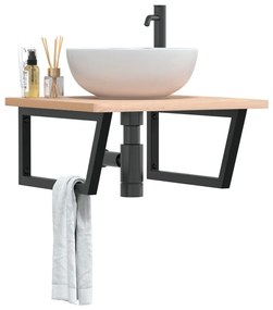 vidaXL Suportes de prateleira p/ lavatório 2pcs aço trapezoidais preto