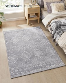 Tapete SONGMICS HOME, 120 x 170 cm, para quarto, sala de estar, antiderrapante, decoração para casa, para sala de estar, lavável à máquina, estilo boho, cinza claro TAR027G01