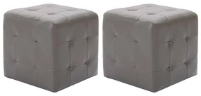278381 vidaXL Pufe 2 pcs 30x30x30 cm couro artificial cinzento