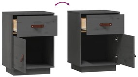Mesas de cabeceira 2 pcs 40x34x55 cm pinho maciço cinza