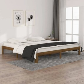 Estrutura de cama 200x200 cm pinho maciço castanho mel