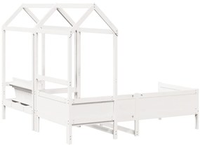 Conj. sofá-cama e banco c/ telhado 90x190cm pinho maciço branco