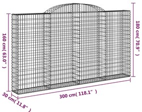 Cestos gabião arqueados 3pcs 300x30x160/180cm ferro galvanizado