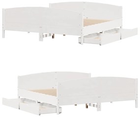 Cama sem colchão 180x200 cm madeira de pinho maciça branco