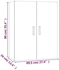 Armário de parede suspenso 69,5x34x90 cm branco