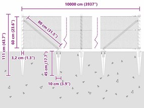 Cerca Hexagonal vidaXL Cinza 0,6x100 m Aço