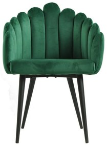 Conjunto 2 Cadeirões Jantar DEVIN, metal, tecido veludo verde escuro